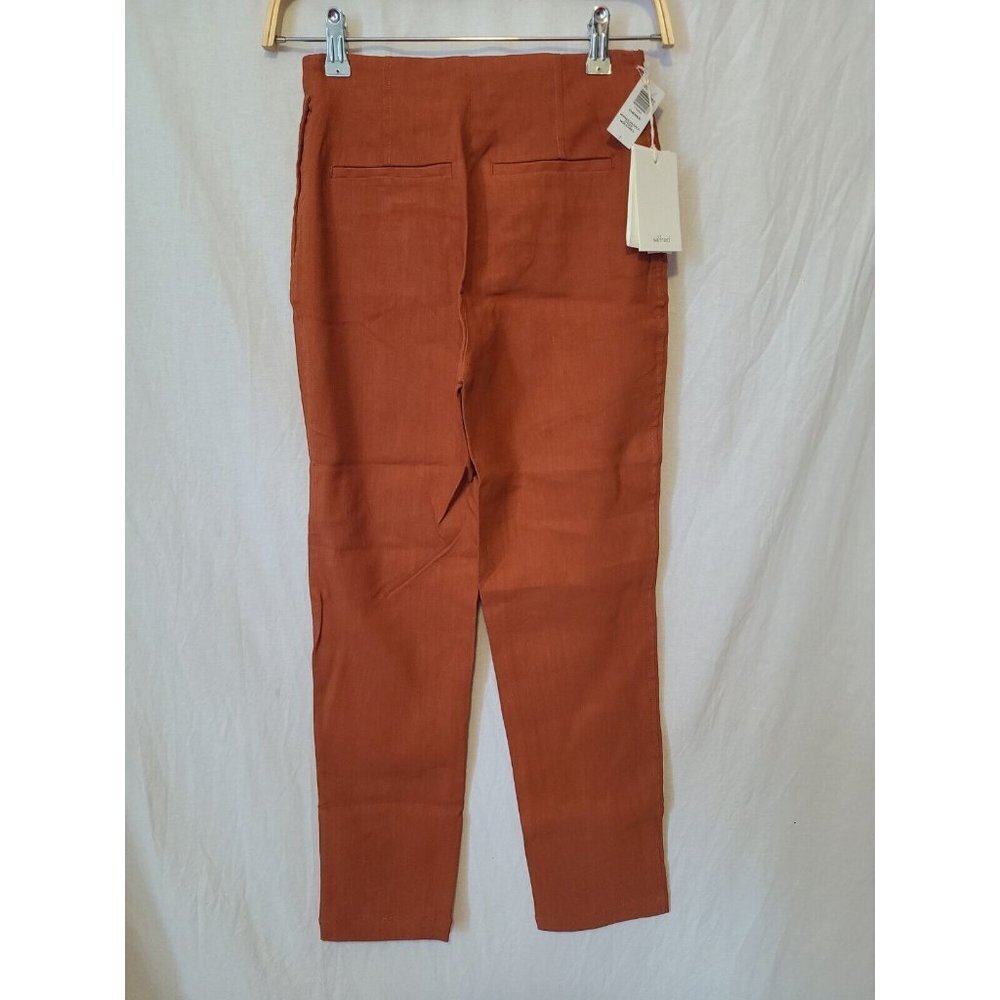 Aritiza xWilfred Cherice Italian Linen Blend Orange Slim Cigarette Pants Size 0 - Picture 2 of 5